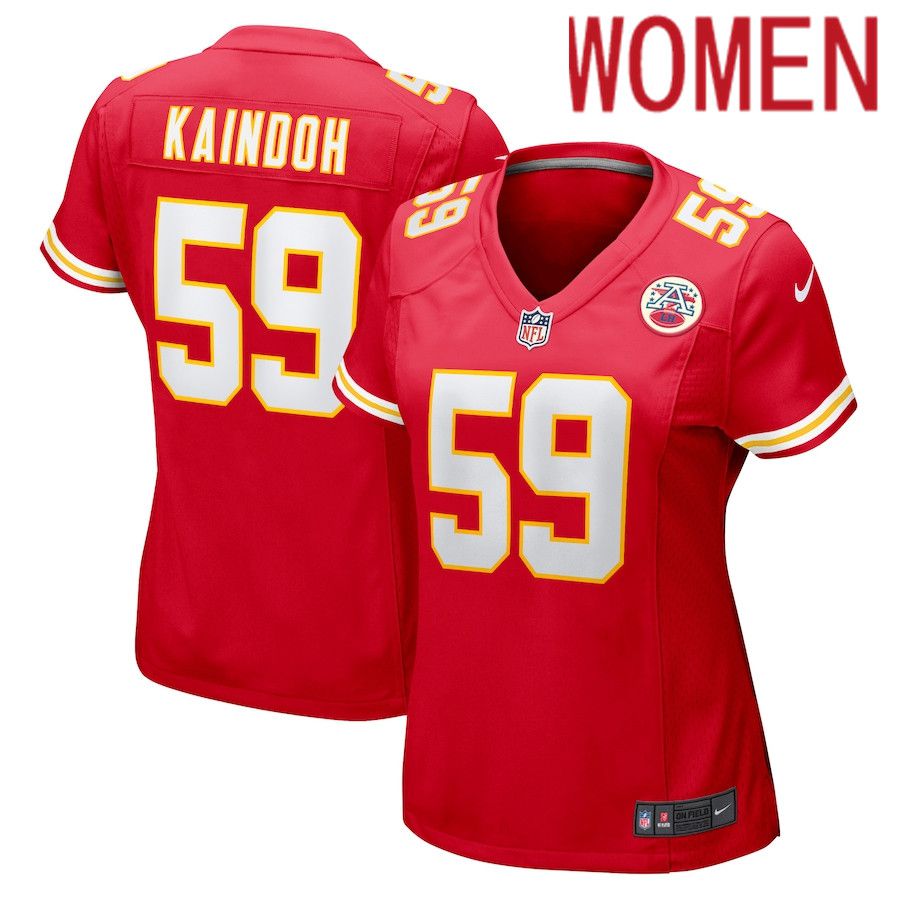Women Kansas City Chiefs #59 Joshua Kaindoh Nike Red Game NFL Jersey->women nfl jersey->Women Jersey